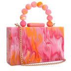 Beading Handbag Marble Acrylic Luxury Box Clutch Evening Bags Wedding Party Chain Shoulder Bag Dinner Dress Purse Festival Gift