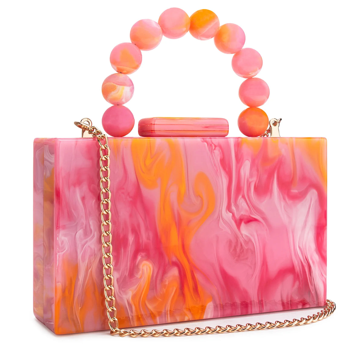 Beading Handbag Marble Acrylic Luxury Box Clutch Evening Bags Wedding Party Chain Shoulder Bag Dinner Dress Purse Festival Gift