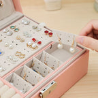 Double-Layer Velvet Jewelry Box High Capacity PU Leather Jewelry Storage Box Large Space Jewelry Holder Gift Box Organizer