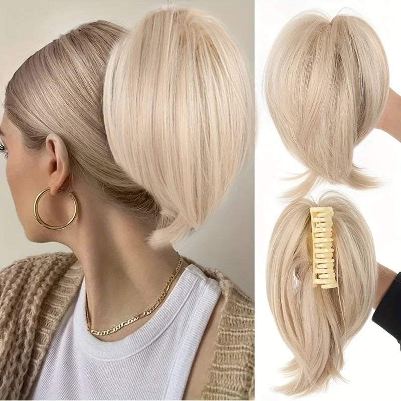Women's Elegant Claw Messy Bun HairPiece Scrunchies Synthetic Straight Chignon Ponytail Clip-in Hair Extensions