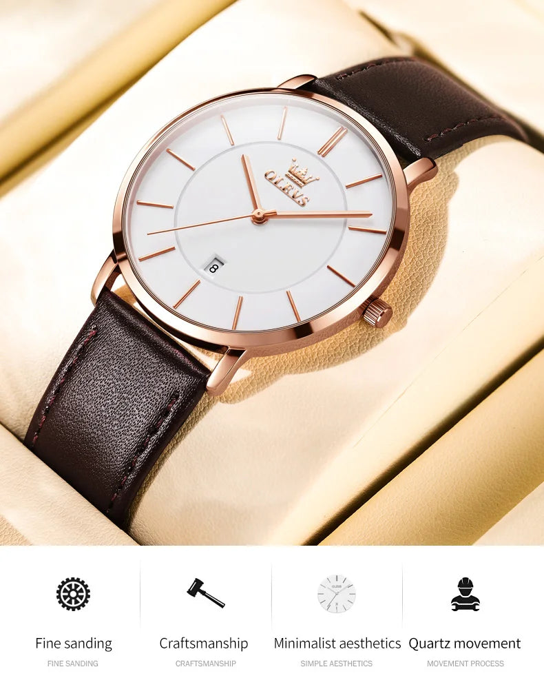 OLEVS 5869 Original Brand Fashion Men's Watch Simplicity Dial Trendy Quartz Watch Waterproof Date Milanese Mesh Belt  Wristwatch