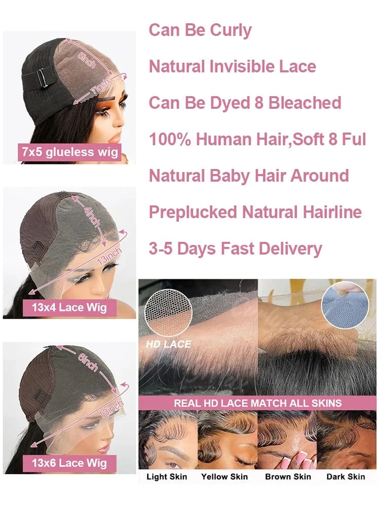 13x6 Hd Transparent Deep Wave Lace Front Wig Human Hair 250 Density Curly 40 44 Inch Pre Plucked Brazilian Hair For Black Women