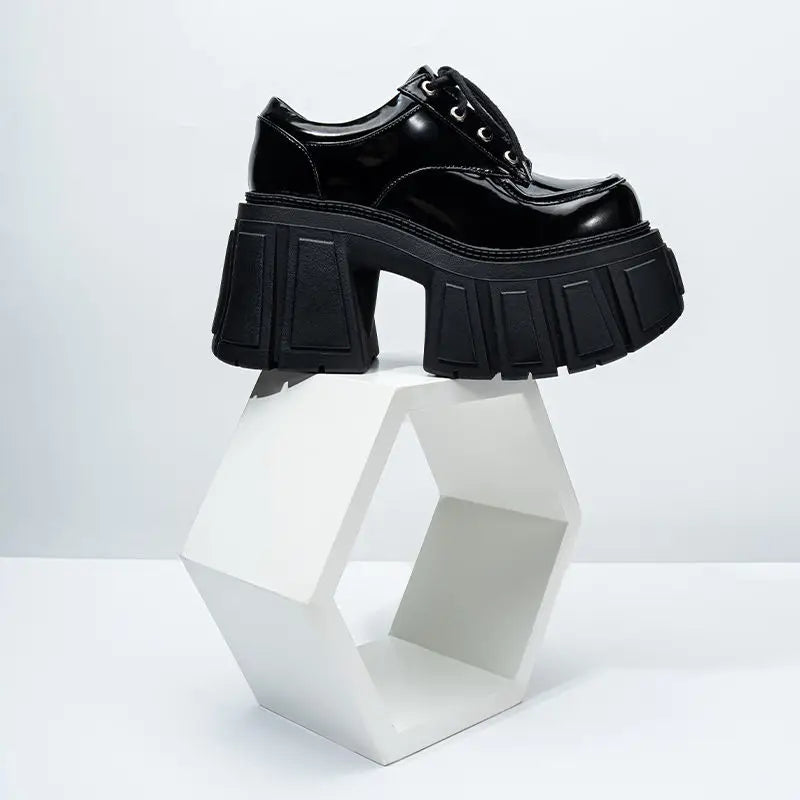 Platform Leather 2026 Spring 10cm New Muffin Fashion Heightening Women's Internet Celebrity Small Single High Heels Shoes