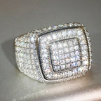 Huitan Sparkling Women Rings for Wedding Engagement Accessories Luxury Silver Color Full Bling Iced Out Gorgeous Female Jewlery