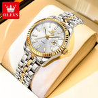 OLEVS 5593 Ladies Watches Original Luxury Quartz Wristwatch Stainless Steel Waterproof Luminous Day Date Watch Bracelet Set ﻿