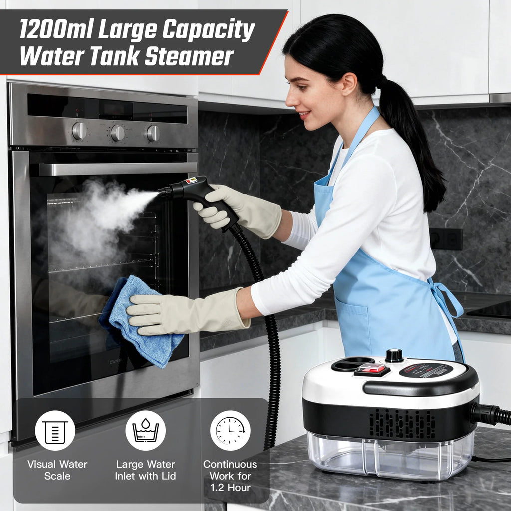 2500W Portable Handheld Steam Cleaner High-Temperature 1200ML Adjustable 105°C 6 Levels 20 Accessories With Brush Heads
