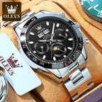 OLEVS Automatic Mechanical Watch for Men TOP Brand Original Stainless Steel Luminous Waterproof Date Man Wrist Watch Luxury Set