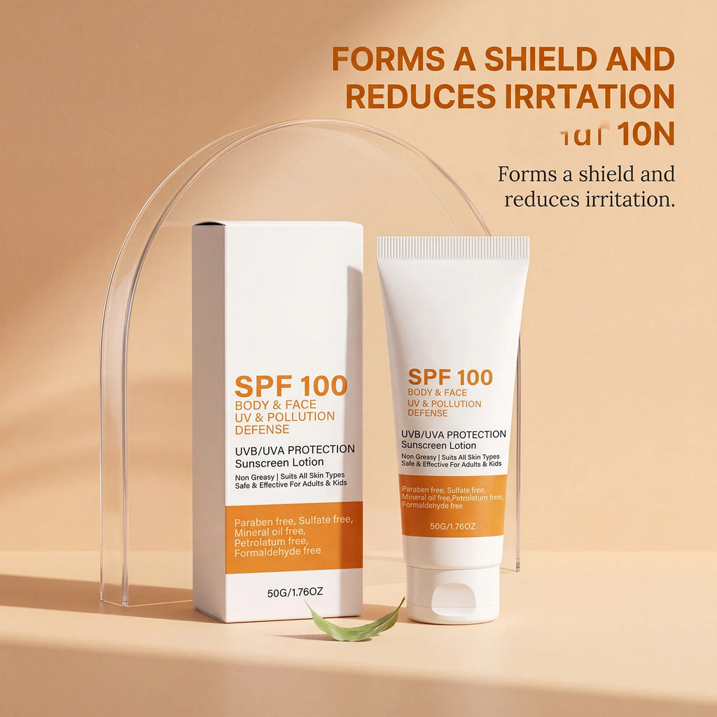 SPF 100 Sunscreen Instant Sun Protect Broad Spectrum UVA & UVB Protection Wateproof Non-Greasy Sunblock For Beach Outdoor Sports