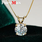 PureMax 1ct 2ct 3ct D Color VVS1 Moissanite Diamond Top Quality 18K Gold Plated Pendant Necklace Fine Jewelry Gifts Wholesale