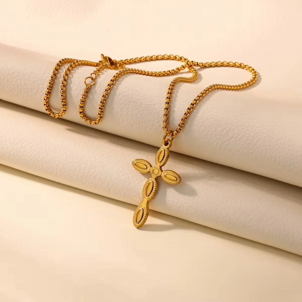 Stainless Steel Cross Pendent Necklaces for Women Men Gold Color Religion Clavicle Chains Necklaces 2026 Trend Jewelry Wholesale