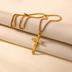 Stainless Steel Cross Pendent Necklaces for Women Men Gold Color Religion Clavicle Chains Necklaces 2026 Trend Jewelry Wholesale