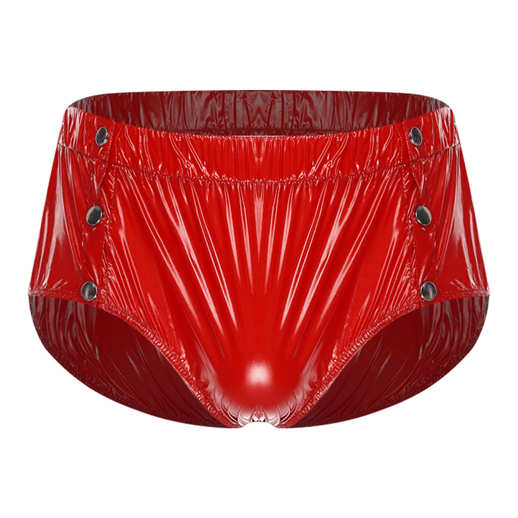 Men's Swimsuit Shiny Boxer Shorts Drawstring Waist Athletic Bottoms Elastic Waistband Built-in Briefs Swimming Trunks Swimwear