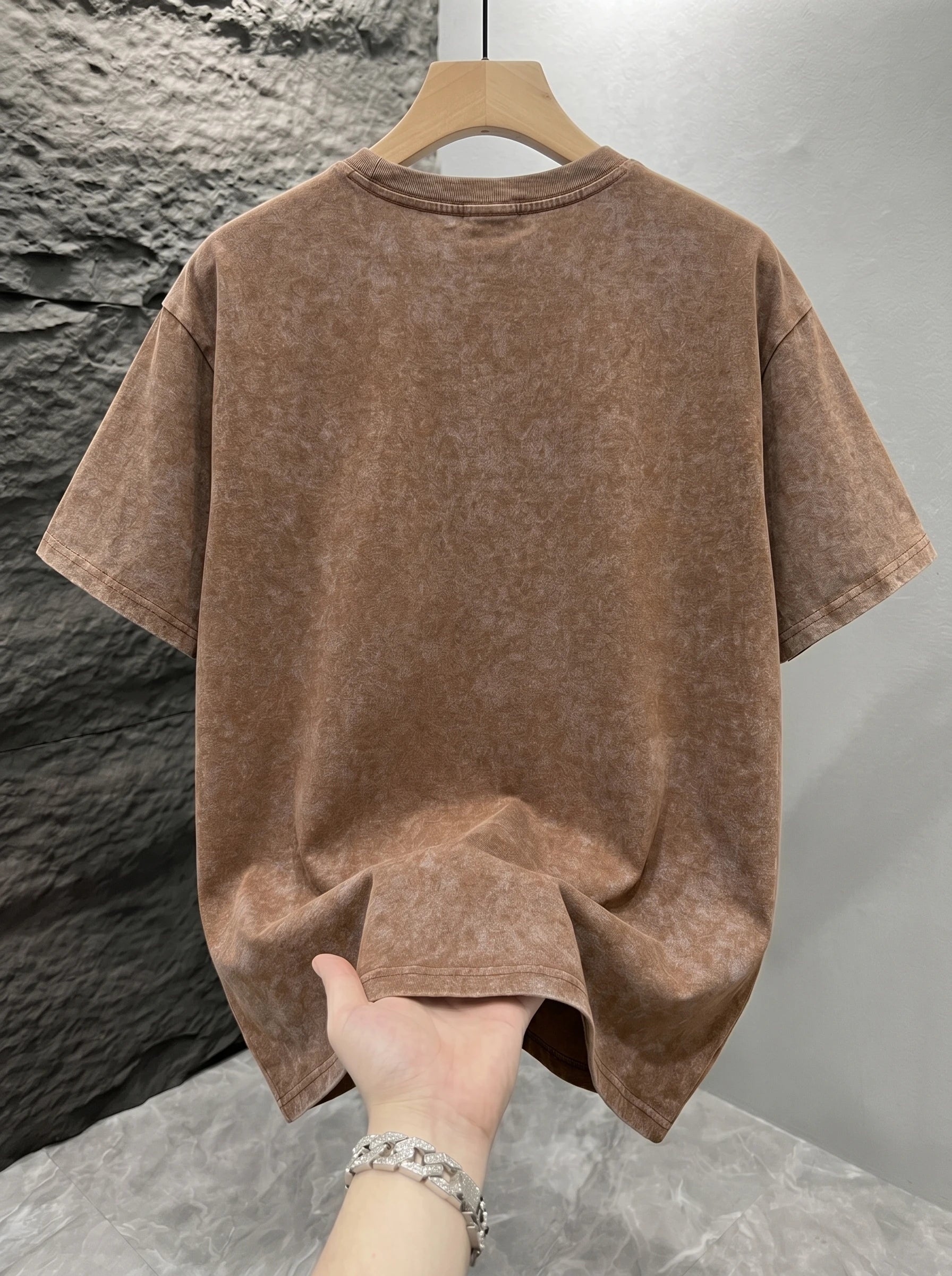 Men Vintage Acid Washed T-shirt Solid Color Mineral Wash Blank Graphic Tee Oversized Loose Short Sleeve Unisex Hip Hop Streetwear Tops