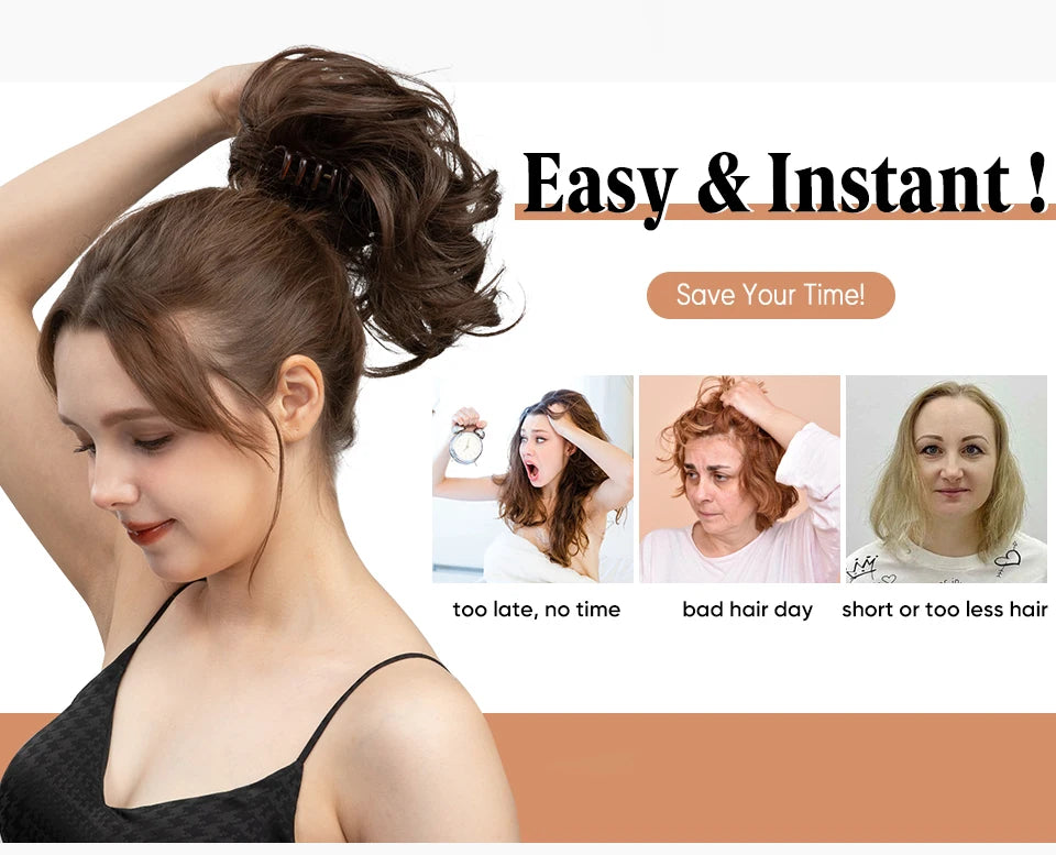 Synthetic Diy Claw Clip In Ponytail Hair Extensions Hairpiece Hair Bun Fake Black Blonde Natural Hair False Pigtail for Women