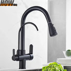 Gold /Black/Chrome Kithcen Purified Faucet Pull Out Water Filter Tap 2/3 Way Torneira Hot Cold Mixer Sink Crane Kitchen Drink