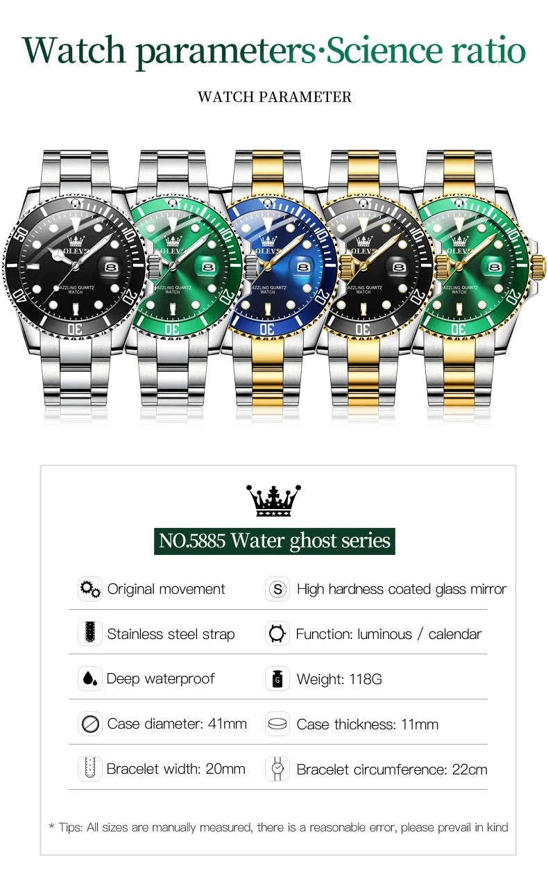 OLEVS New Man Watch Luxury Top Brand One-Way Rotating Outer Ring Design Quartz Watch for Men Auto Date Waterproof Wrist Watches