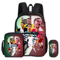 Ronaldo 3Pcs Set with Front Pocket Backpack Football Sport Shoulder Bag CR Football Star Pencil Bag Student School Bags Rucksack