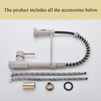 Kitchen Faucet Sink Faucet One Handle Spring Hot and Cold Water Tap Deck Mounted  Stream Sprayer Stainless Steel