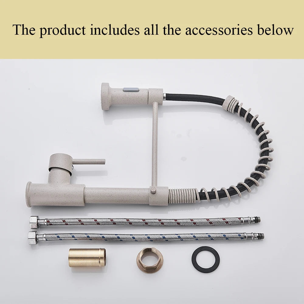 Kitchen Faucet Sink Faucet One Handle Spring Hot and Cold Water Tap Deck Mounted  Stream Sprayer Stainless Steel