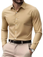 Summer New Men's Long-Sleeve Shirt Business Formal Wear Breathable Lightweight Long-Sleeved Top for Daily Work