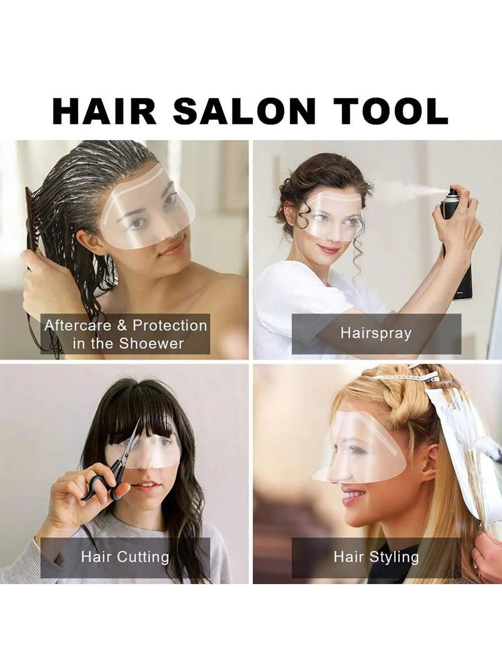 50 Disposable Hair Salon Protective Face Shields, Transparent Eye Protection Suitable for Bangs Trimming and Hair Spray Application, Waterproof Face Shields Suitable for Micro-Needle Embroidery and Makeup, Professional Hairdr