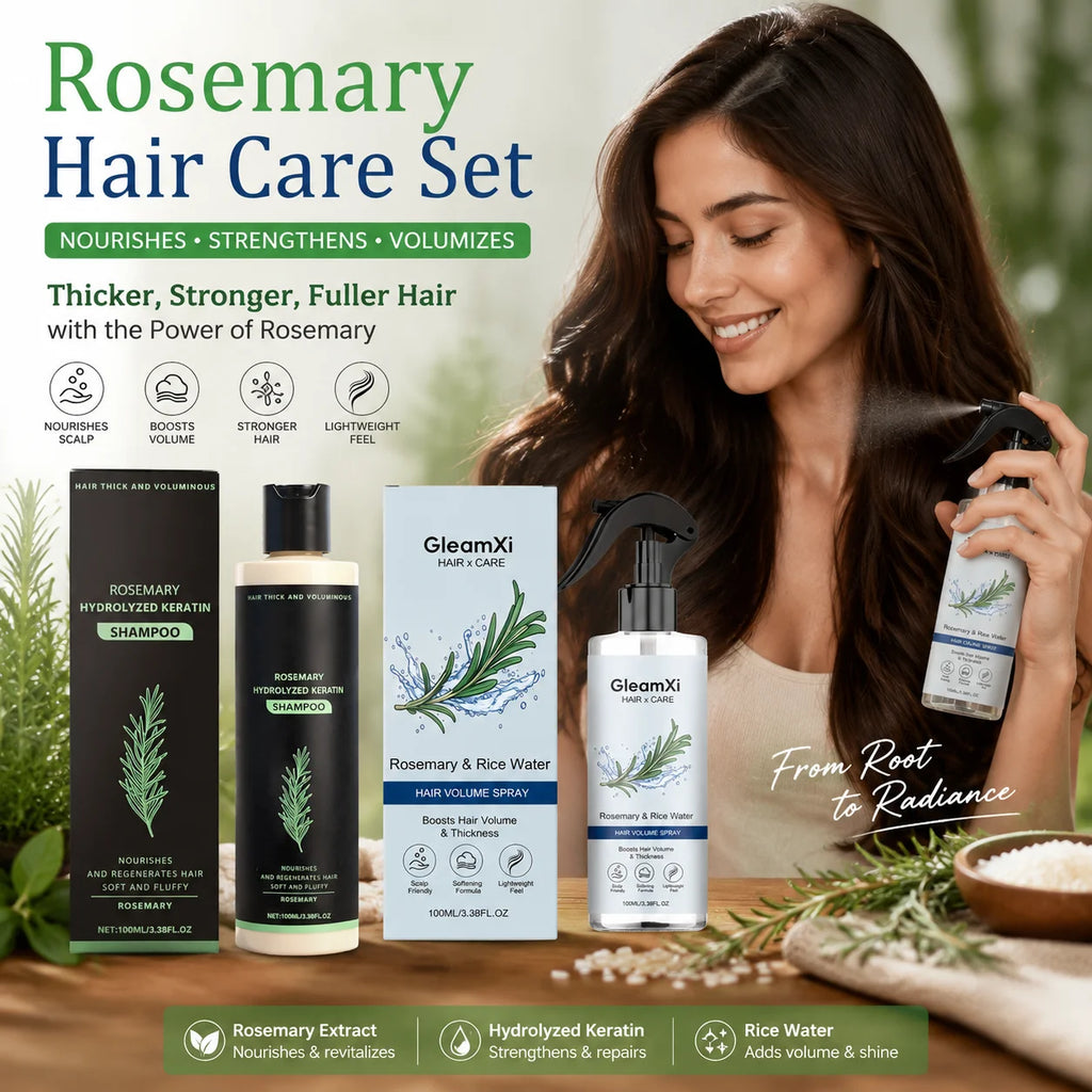 Rosemary Shampoo Set Hair Care Spray Herbal Shampoo with Hydrolyzed Keratin Plant Extract Hair Care Refreshing Hair Daily Use