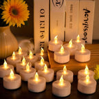12/24Pack Battery Tea Lights LED Realistic Flameless Flickering Warm Yellow Candle Holiday Gift for Party Wedding Home Decor