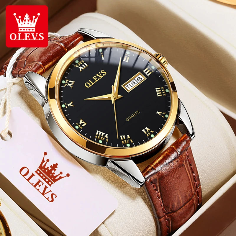 OLEVS 5568 Original Classic Man Watch Calendar Waterproof Steel Strap Luminous  Business Dress Men's Quartz Wristwatches