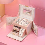 2021 Newly Jewelry Storage Box Large Capacity Portable Lock With Mirror Jewelry Storage Earrings Necklace Ring Jewelry Display