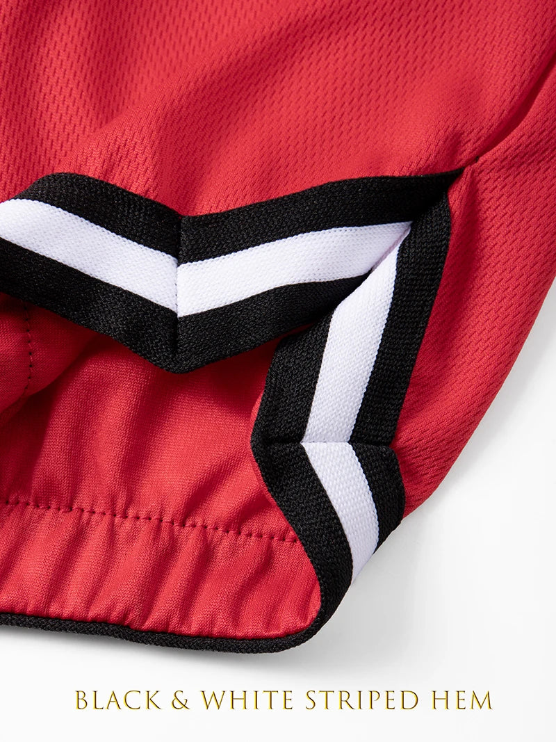 Men's Striped Sporty Shorts with Zipper Pockets Summer Quick-Dry Breathable Shorts for Gym Workout Running Basketball Training