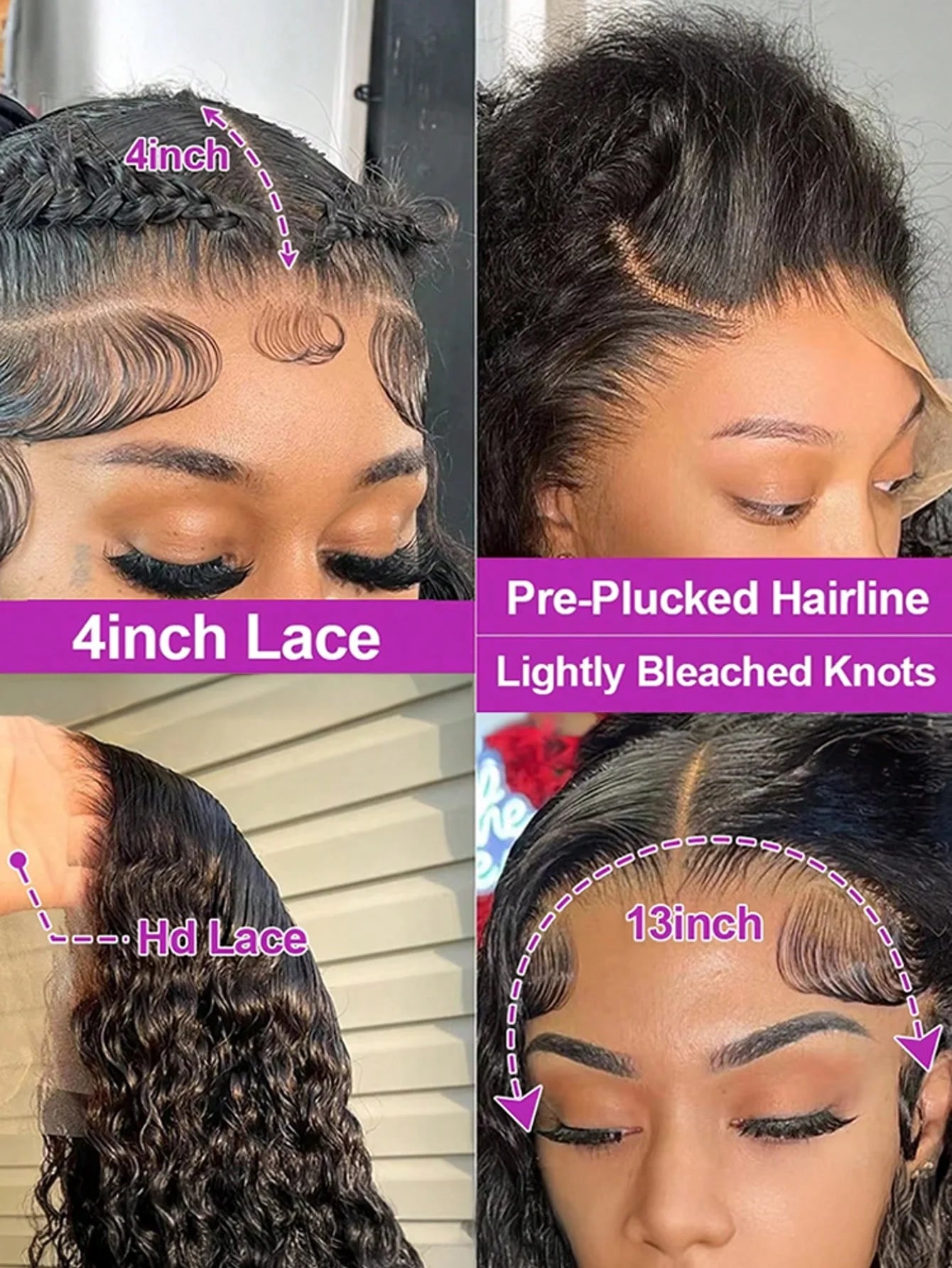 40 Inch Natural Black Water Deep Wave Human Hair Wigs For Women, 13x4 13x6 HD Transparent Lace Frontal Wig 200 Density Pre Plucked Glueless Lace Front Wig