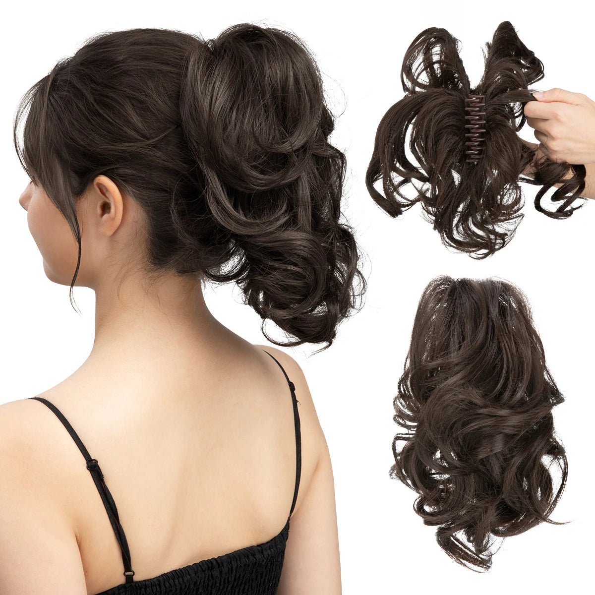 Synthetic Diy Claw Clip In Ponytail Hair Extensions Hairpiece Hair Bun Fake Black Blonde Natural Hair False Pigtail for Women