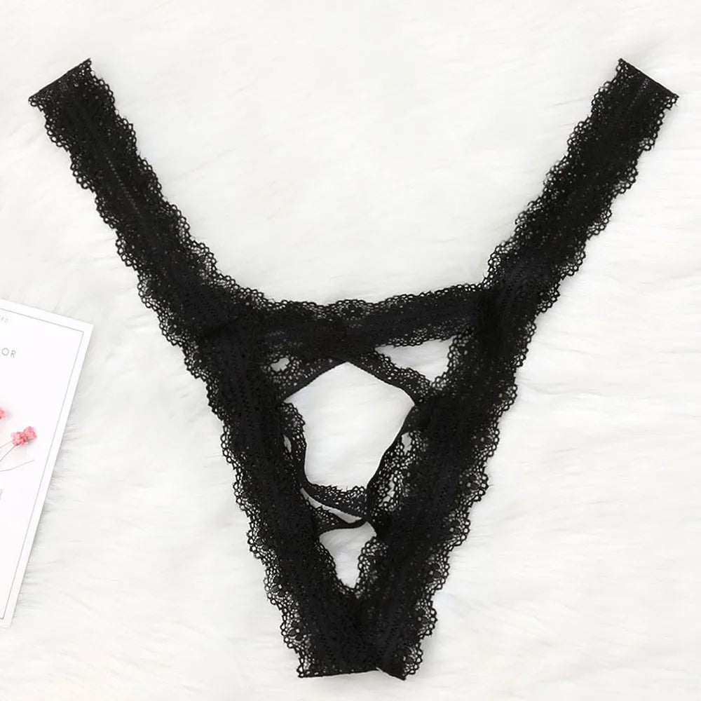 Sexy G-String Lingerie Thongs For Women Lace Flowers Hollow Out Low Waist Underwear Panties T-Back Intimates Cotton Lingerie