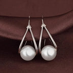 CAOSHI Simple Elegant Hoop Earrings with Simulated Pearl Female Graceful Jewelry for Engagement Daily Party Accessories Gift