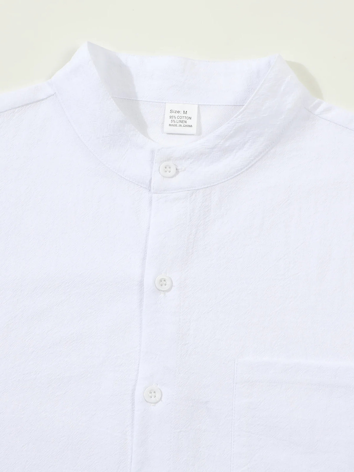 Autumn men's clothing 2025 new item men's solid color cotton and linen shirt stand up collar cardigan long sleeved casual busine