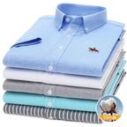 100% Cotton Oxford Shirt Men's Summer short sleeved Sleeve Embroidered Horse Casual Without Pock et Solid Shirt Plus Size S-6XL