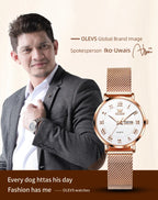 OLEVS 2920 Women's Watch Top Quality Stainless Steel Waterproof Double Calendar Quartz Watch Classic Fashion Luxury Women Watch