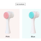 Mini Manual Facial Cleansing Brush Silicone Massage Face Brush Soft Bristles Double-Sided Handheld Cleaning Device Pore Cleaner