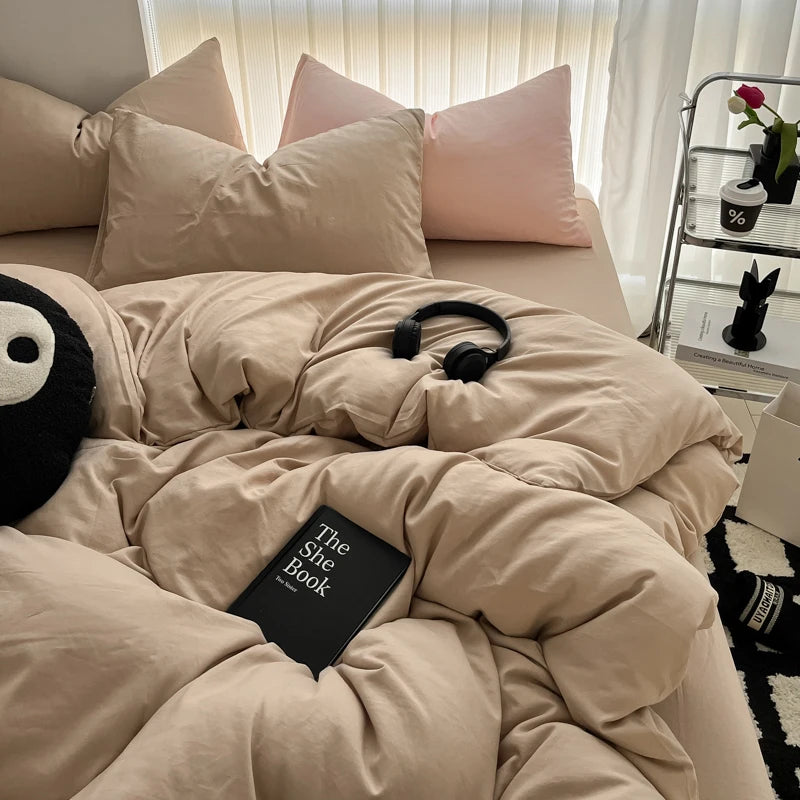 Cozy Bedding Set 3Pcs,1 Duvet Cover with Zipper Closure,2 Pillowcases,Solid Color,Super Soft, Machine Washable, Colorfast