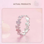 BAMOER 925 Sterling Silver Purple Flower Finger Ring Enamel Wreath Ring for Women Girls Birthday Gift Party Jewelry
