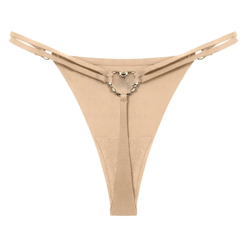 Women’S Low Rise Thong Sexy Panties Double Love Buckle Strap G-String Sports Thongs Breathable Underpants for Fine Womens Белье