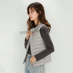Women Sleeveless Puffer Vest Women's Ultra Light Down Vest Women Two Ways Waistcoat Portable Warm Sleeveless Winter Liner