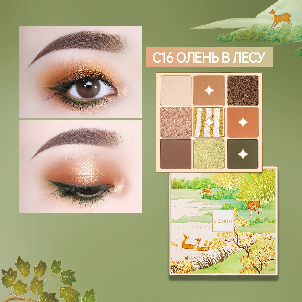CATKIN Eyeshadow Palette, Matte Shimmer 9 Colors, Highly Pigmented, Creamy Texture, For Halloween Cosplay & Gothic Party Makeup