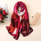 2022 Luxury Brand Women Silk Scarf Designer Plaid Summer Beach Shawls and Foulard Wrap Scarves Female Pure Silk Sjal Hijab New