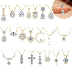 Abestecom 14K Gold Plated D Color VVS1 Moissanite Water Drop Pendant Necklace Adjustable Chain Valentine Gift Jewelry For Women