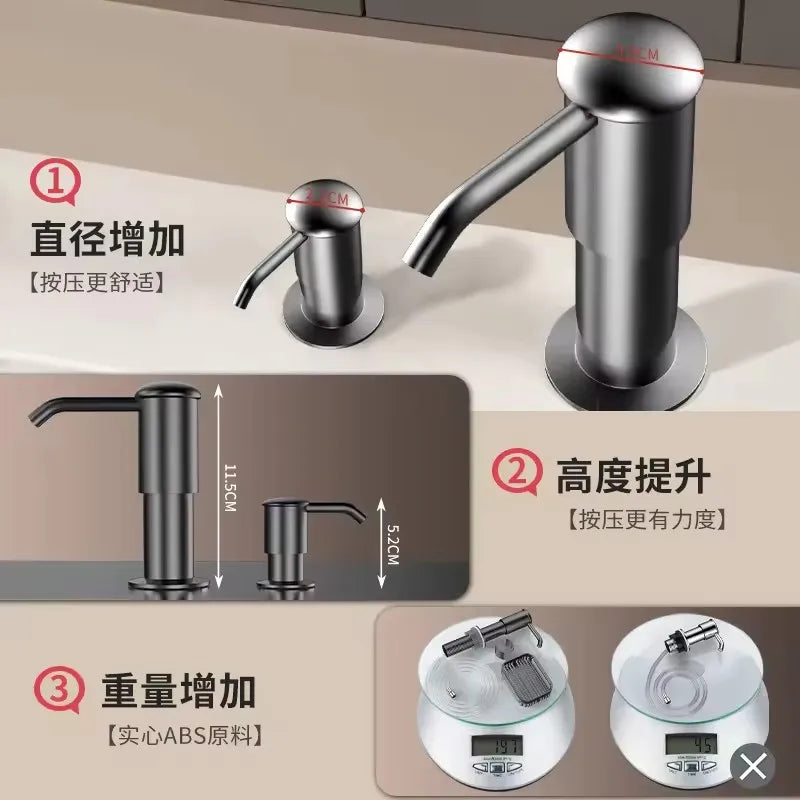 Kitchen Counrtertop Dishes Dispenser with Extention Tube Hand Press Soap Liquid Pump Plastic Soap Dispenser for Sink Accessories