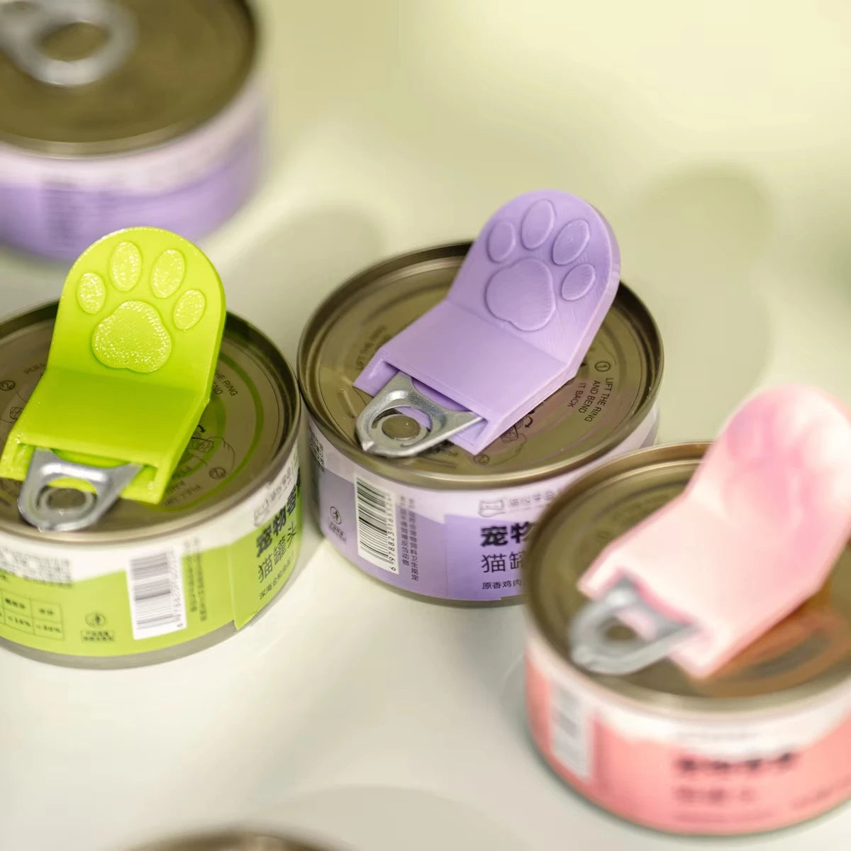 3D Printed Creative Cat Paw Shaped Pet Food Can Opener, Multifunctional Portable Cat Food Can Opener, Safe and Easy to Grip