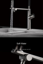 Luxury Gun Gray Brass Kitchen Faucet 1 Hole Double Handle Cold and Hot Dual Control, with Filtered Water Two Function Sink Tap