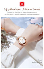 OLEVS 2920 Women's Watch Fashion Original Date Week Display Mesh Strap Roman Dial Luminous Ladies Quartz Wristwatch
