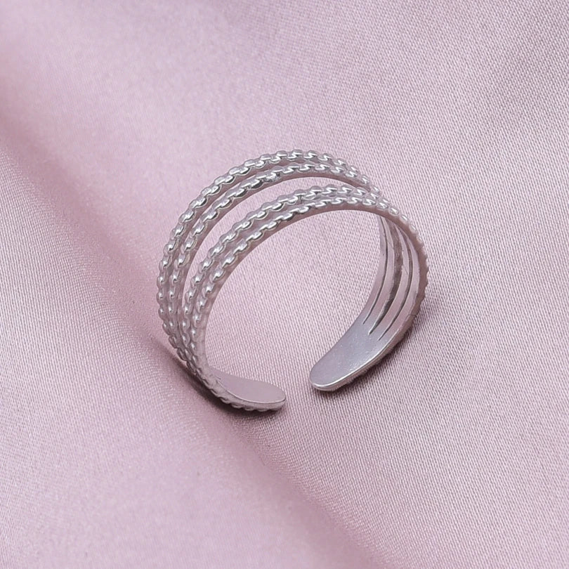 Simple Geometry Fashion Stainless Steel Open Rings For Women Men Accessories Silver Color Heart Sun Round Blank Base DIY Anillos